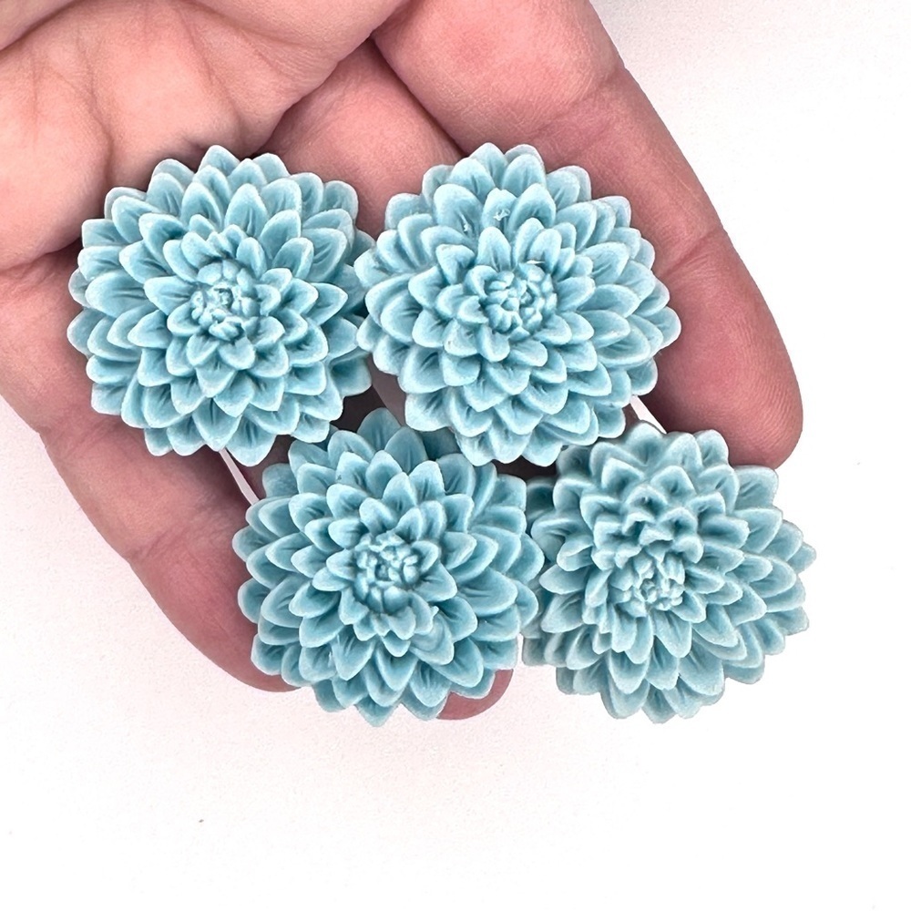 LOT OF 4 Light Blue Flower Rings Bundle - Adjustable